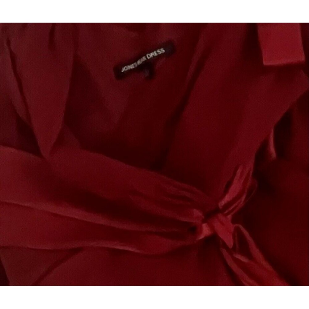 Jones Wear Evening Dress Sleeveless Faux Wrap Midi Sash Bow Red 4 Small Romantic - Picture 3 of 3